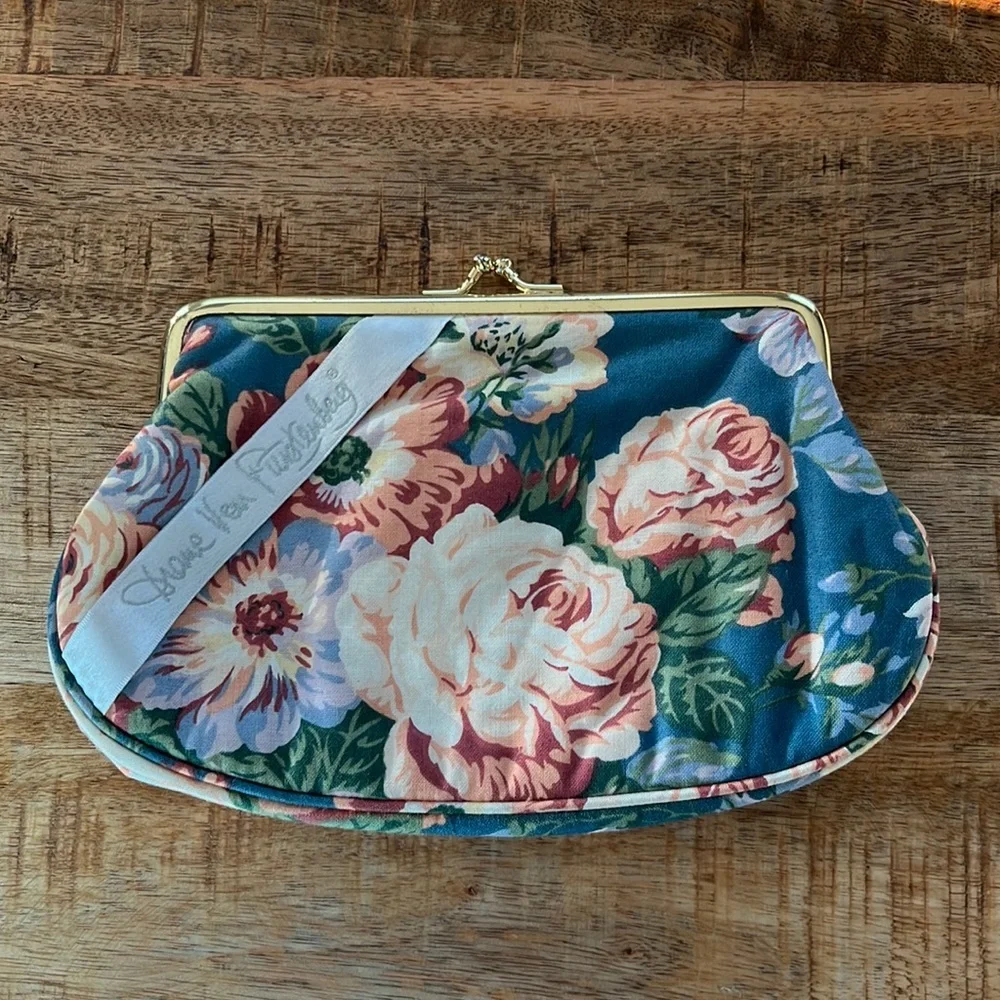 Diane Von Furstenberg Vintage Floral Fabric Cosmetic Purse